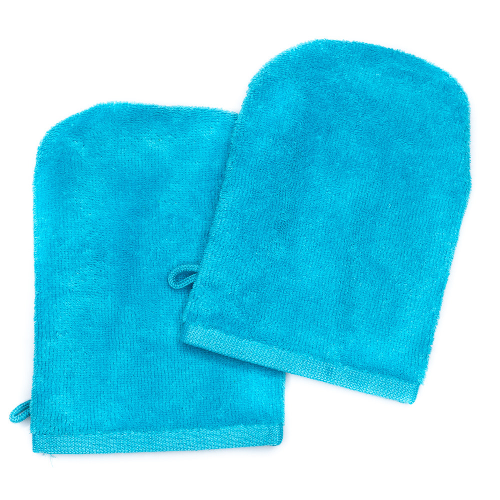 Gants de toilette turquoise (paire)