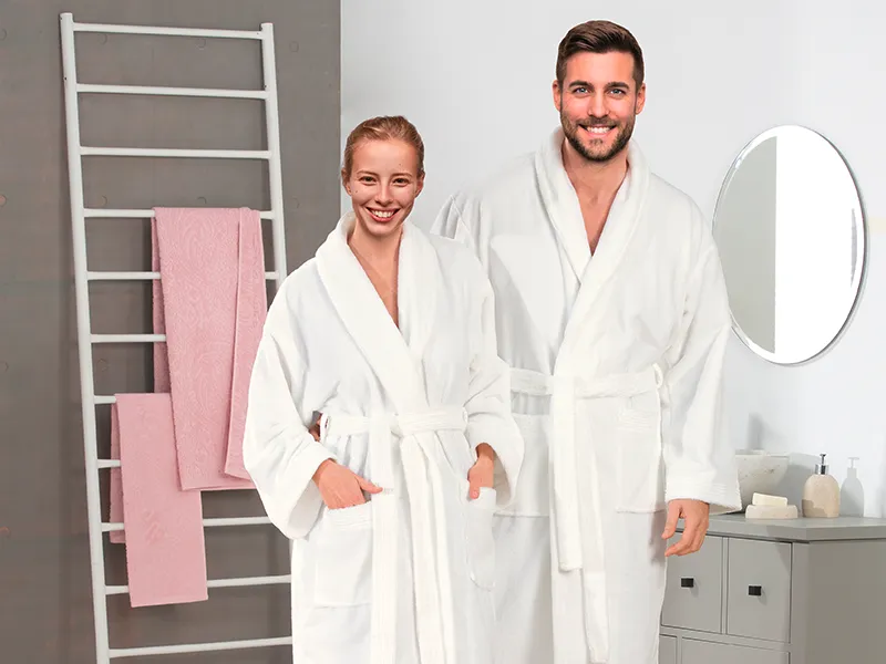 Peignoirs DUO-Soft Argent/Blanc cassé