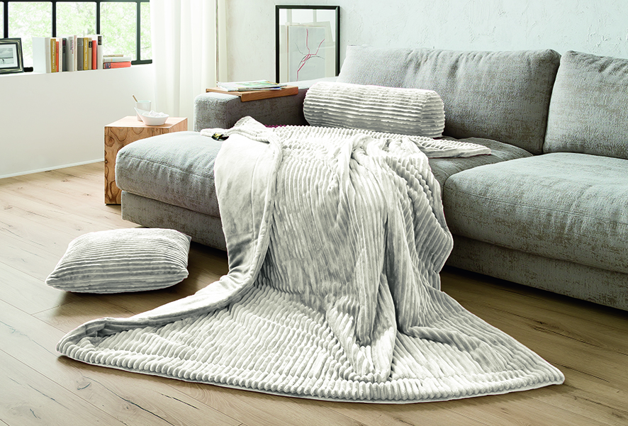 Plaids Cord Optik 150x200 blanc cassé