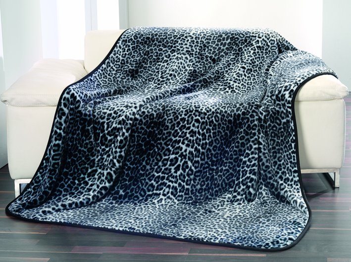 Plaids Cashmere Feeling 150x200 Léopard neige argent