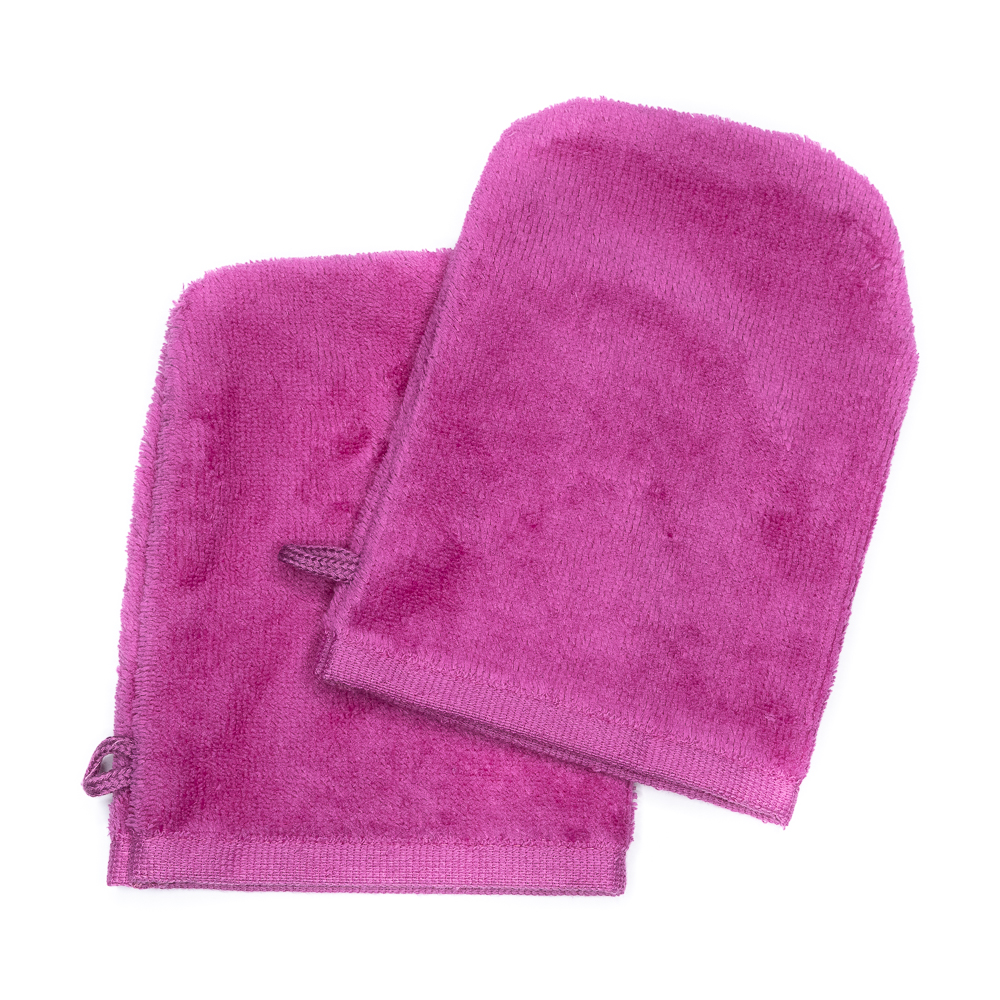 Gants de toilette rose mûre (paire)