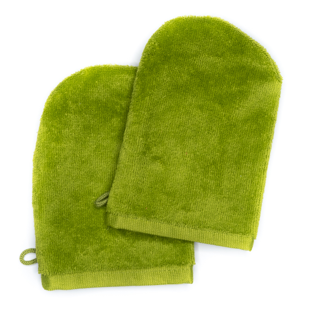 Gants de toilette vert pomme (paire)